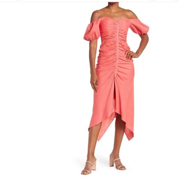 RONNY KOBO LINEN BLENDSTEVIE DRESS IN PETAL PINK SIZE MEDIUM NWT